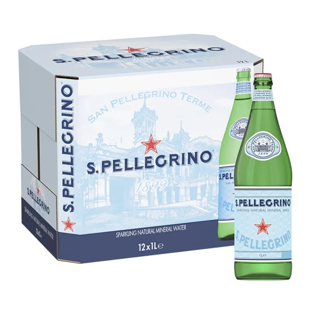 Nước Khoáng Có Ga, Sparkling Natural Mineral Water, Glass Bottle (1L) - SAN PELLEGRINO